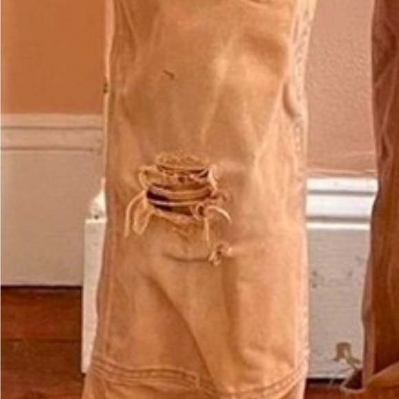 CARHARTT vintage bibs/overalls,doubler knee distresssed waist 44; inseam 30 - Picture 5 of 5